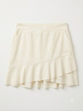 Greg Norman Crossover Flounce Pull-On Golf Skort Mini Skirt Cream UPF S